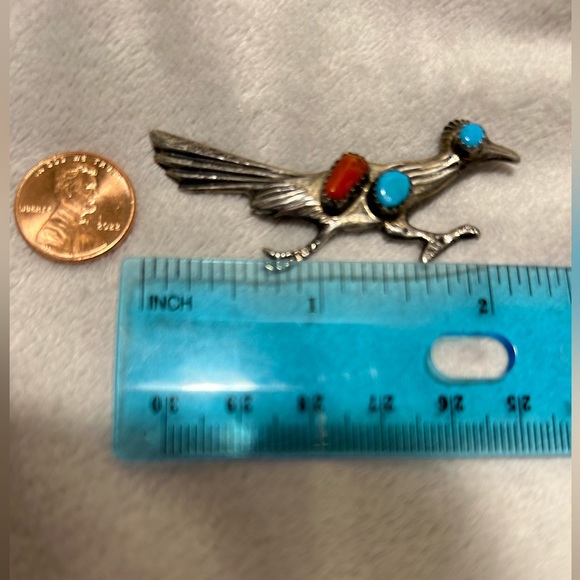 Navajo jewelry vintage Roadrunner brooch - Picture 2 of 12